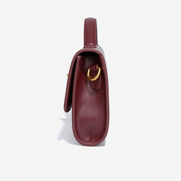 Burgundy Preppy Women's Envelope Handbag - Picture 10 of 11